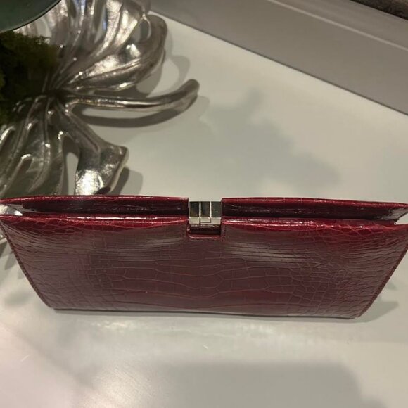 $4K LAMBERTSON TRUEX of TIFFANY & Co. GLOSSY RED ALLIGATOR CLUTCH - Picture 4 of 10